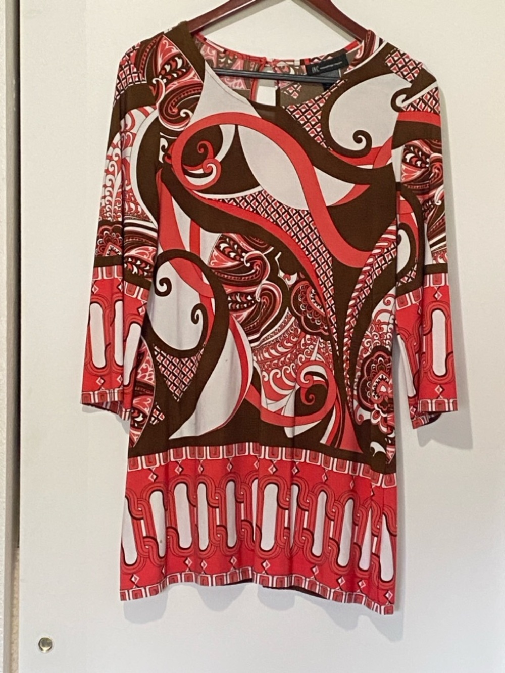 INC International Concepts, Flattering Long Sleeve Patterned Tunic Dress